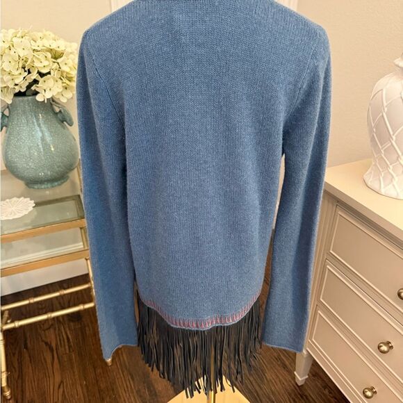 NWT Zadig & Voltaire Marla Cashmere/ Leather
Fringe Cardigan Boho Rock - Picture 6 of 10